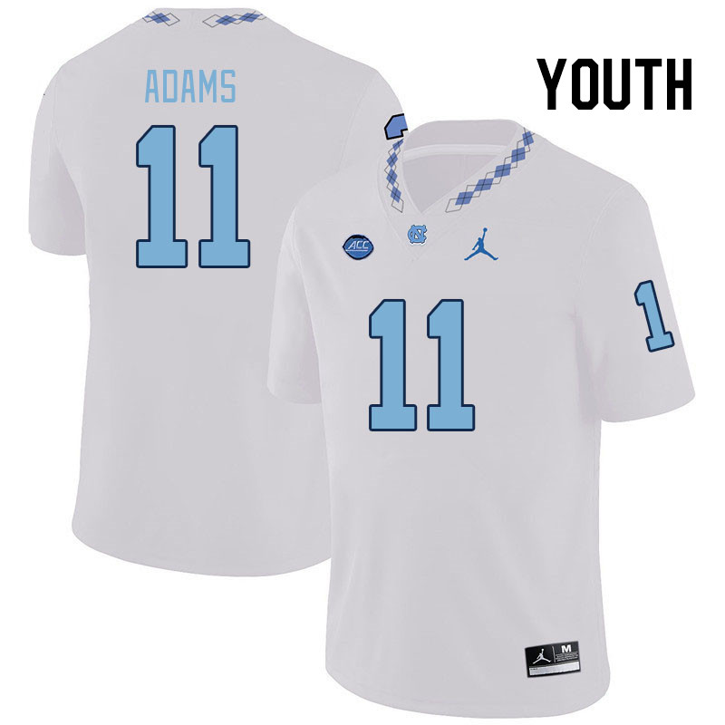 Youth #11 Ty Adams North Carolina Tar Heels College Football Jerseys Stitched Sale-White